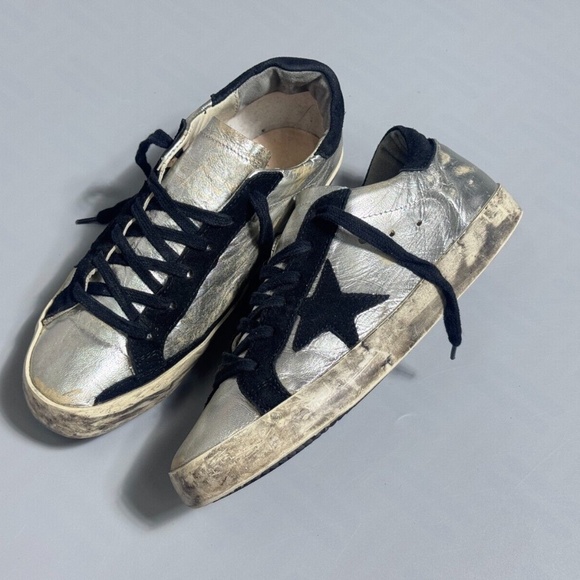 Golden Goose Shoes - Golden Goose Superstar Silver Leather Sneakers Sz 38 / 7.5 US AUTHENTIC